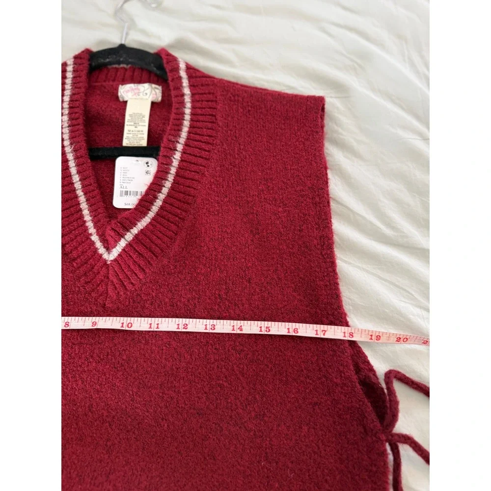 Free People Varsity Stripe Poncho Sweater Vest Boho Tassel NWT‎